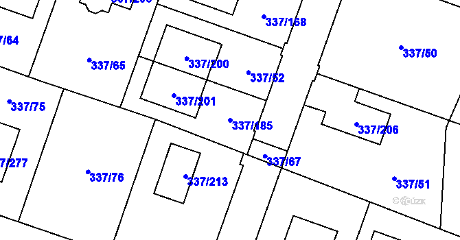 Parcela st. 337/185 v KÚ Levín u Berouna, Katastrální mapa