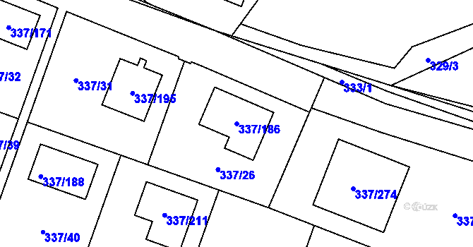 Parcela st. 337/186 v KÚ Levín u Berouna, Katastrální mapa