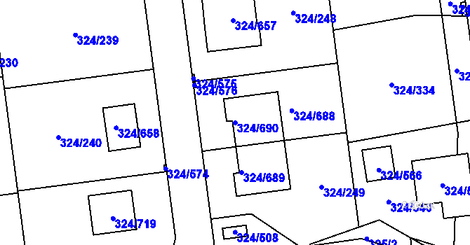 Parcela st. 324/690 v KÚ Levín u Berouna, Katastrální mapa