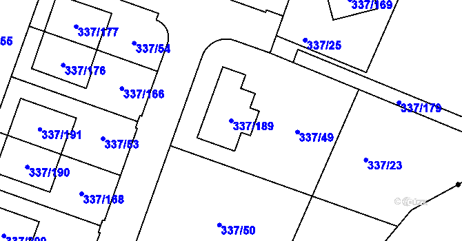 Parcela st. 337/189 v KÚ Levín u Berouna, Katastrální mapa