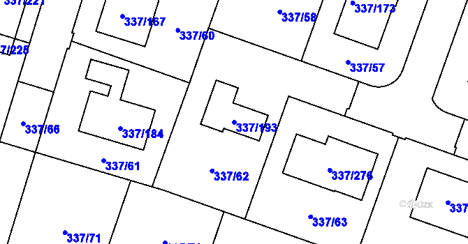 Parcela st. 337/193 v KÚ Levín u Berouna, Katastrální mapa