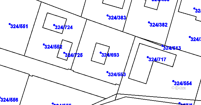 Parcela st. 324/693 v KÚ Levín u Berouna, Katastrální mapa
