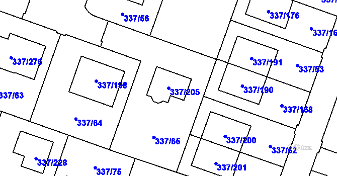Parcela st. 337/205 v KÚ Levín u Berouna, Katastrální mapa