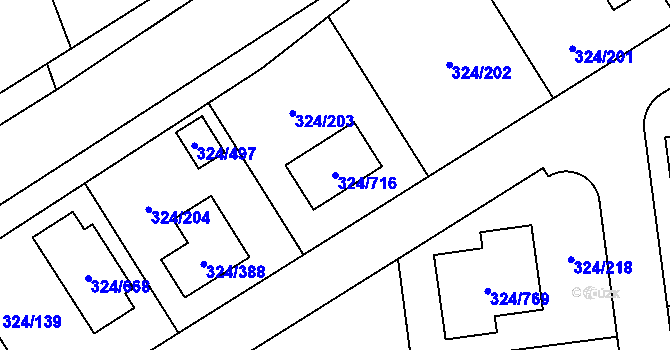 Parcela st. 324/716 v KÚ Levín u Berouna, Katastrální mapa