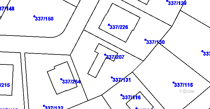 Parcela st. 337/207 v KÚ Levín u Berouna, Katastrální mapa