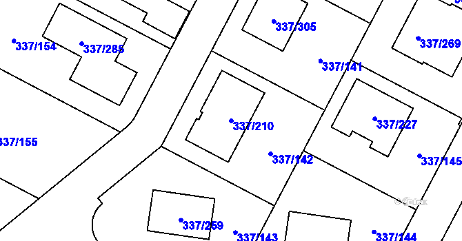 Parcela st. 337/210 v KÚ Levín u Berouna, Katastrální mapa