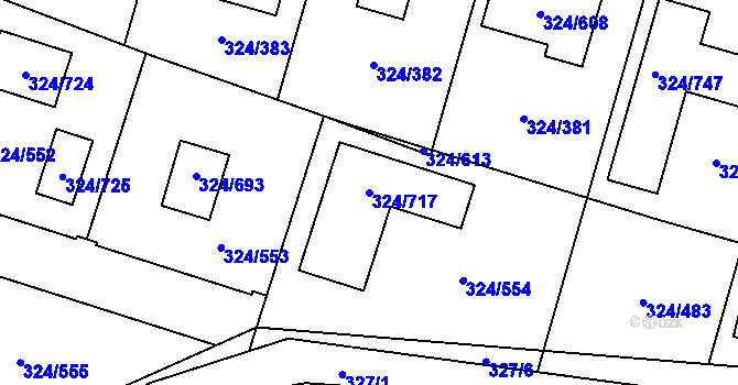 Parcela st. 324/717 v KÚ Levín u Berouna, Katastrální mapa