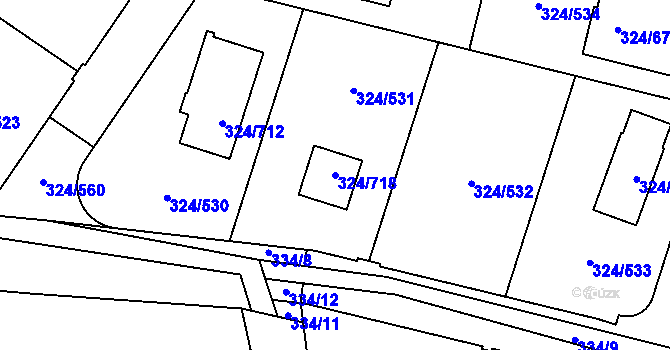 Parcela st. 324/718 v KÚ Levín u Berouna, Katastrální mapa