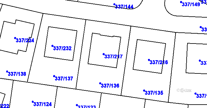 Parcela st. 337/217 v KÚ Levín u Berouna, Katastrální mapa