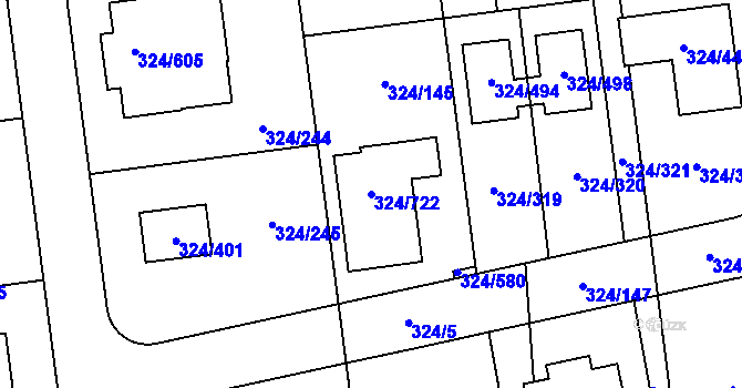 Parcela st. 324/722 v KÚ Levín u Berouna, Katastrální mapa