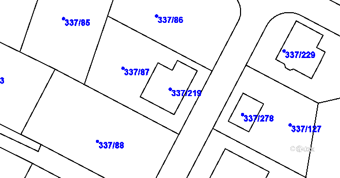 Parcela st. 337/219 v KÚ Levín u Berouna, Katastrální mapa