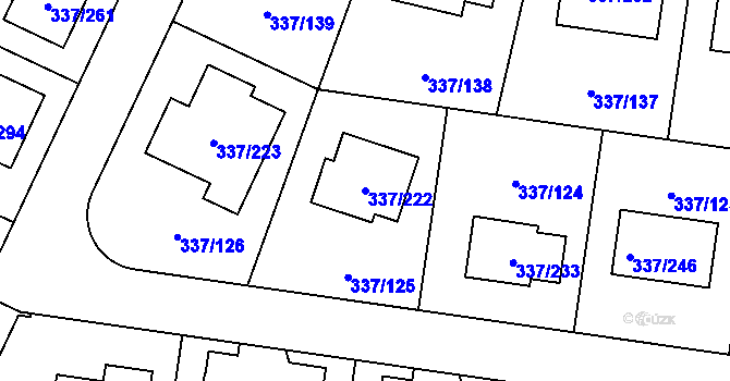 Parcela st. 337/222 v KÚ Levín u Berouna, Katastrální mapa