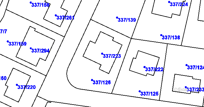 Parcela st. 337/223 v KÚ Levín u Berouna, Katastrální mapa