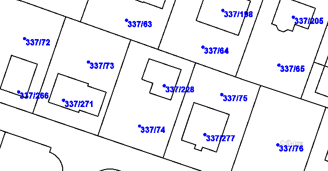 Parcela st. 337/228 v KÚ Levín u Berouna, Katastrální mapa
