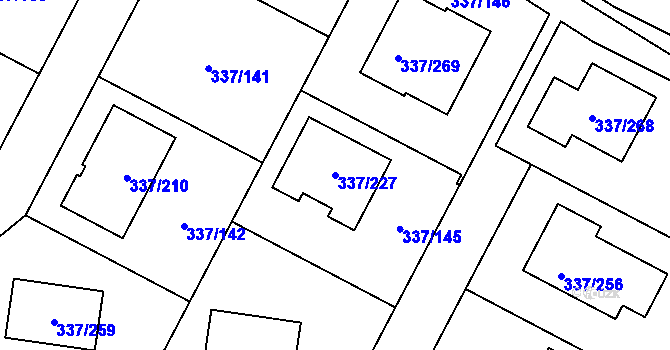 Parcela st. 337/227 v KÚ Levín u Berouna, Katastrální mapa