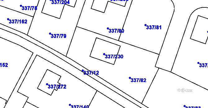 Parcela st. 337/230 v KÚ Levín u Berouna, Katastrální mapa