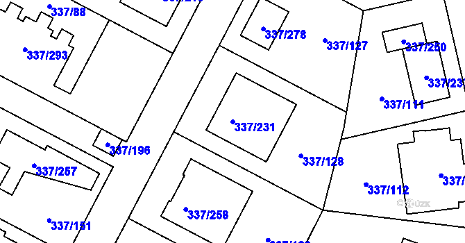 Parcela st. 337/231 v KÚ Levín u Berouna, Katastrální mapa