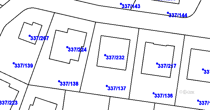 Parcela st. 337/232 v KÚ Levín u Berouna, Katastrální mapa