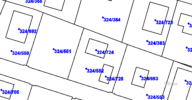 Parcela st. 324/724 v KÚ Levín u Berouna, Katastrální mapa