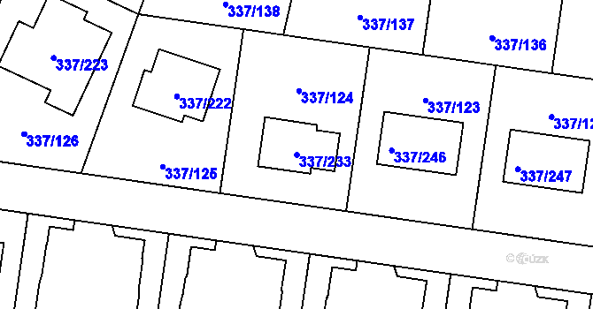 Parcela st. 337/233 v KÚ Levín u Berouna, Katastrální mapa