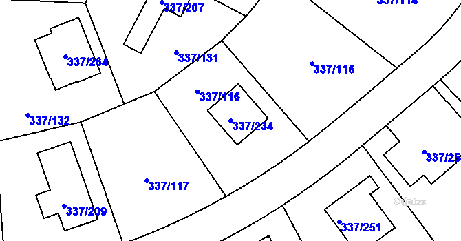 Parcela st. 337/234 v KÚ Levín u Berouna, Katastrální mapa