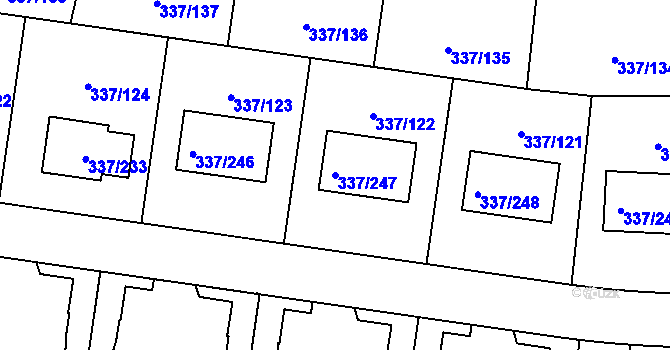 Parcela st. 337/247 v KÚ Levín u Berouna, Katastrální mapa