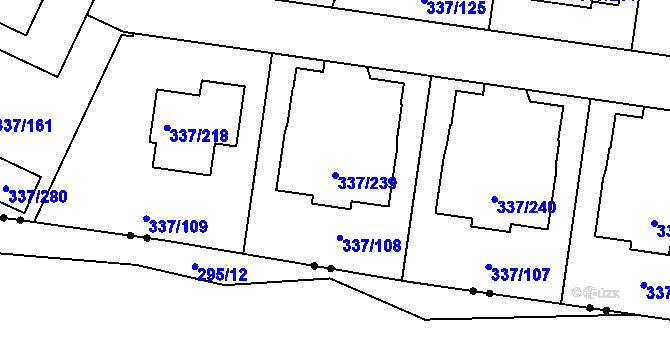 Parcela st. 337/239 v KÚ Levín u Berouna, Katastrální mapa