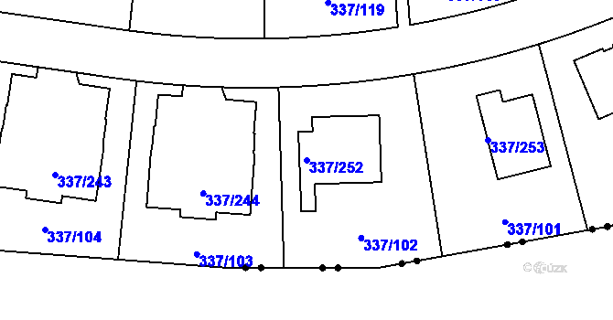 Parcela st. 337/252 v KÚ Levín u Berouna, Katastrální mapa