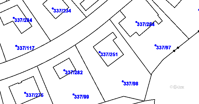 Parcela st. 337/251 v KÚ Levín u Berouna, Katastrální mapa