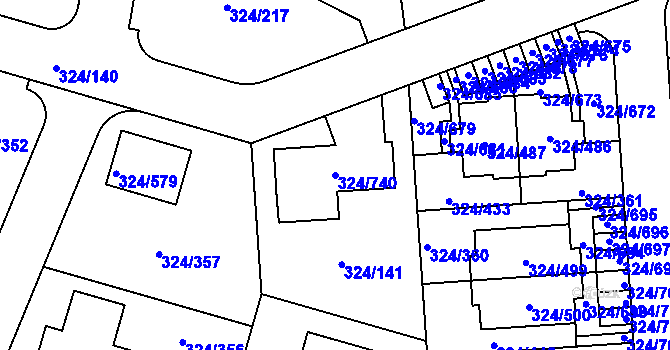 Parcela st. 324/740 v KÚ Levín u Berouna, Katastrální mapa