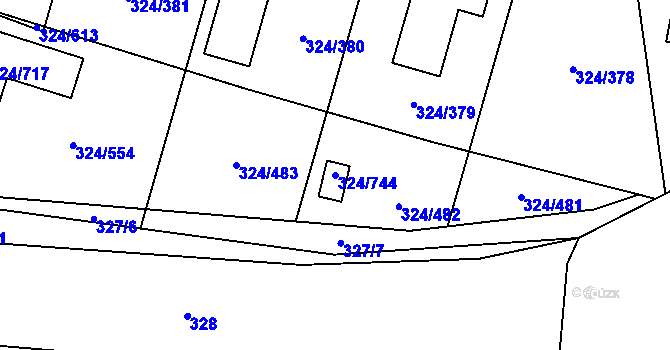Parcela st. 324/744 v KÚ Levín u Berouna, Katastrální mapa