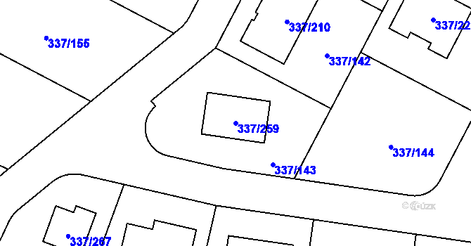 Parcela st. 337/259 v KÚ Levín u Berouna, Katastrální mapa