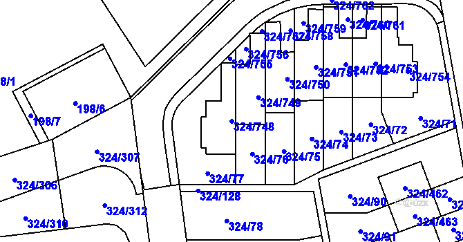 Parcela st. 324/748 v KÚ Levín u Berouna, Katastrální mapa