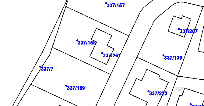 Parcela st. 337/261 v KÚ Levín u Berouna, Katastrální mapa