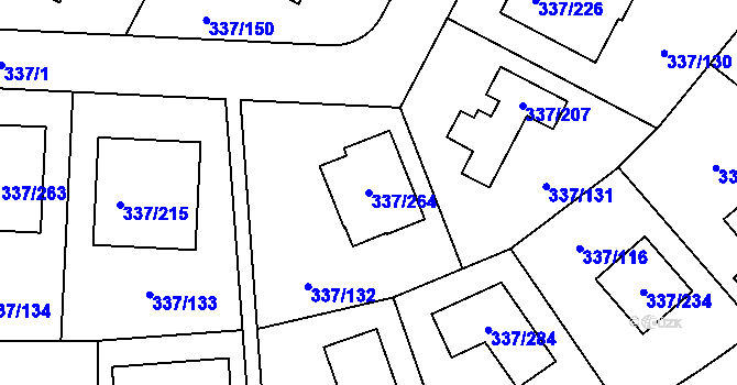 Parcela st. 337/264 v KÚ Levín u Berouna, Katastrální mapa