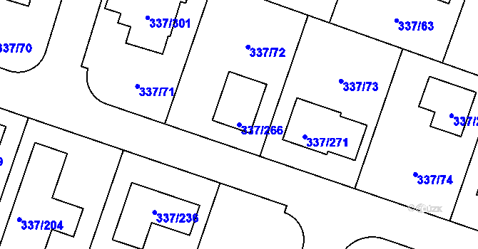 Parcela st. 337/266 v KÚ Levín u Berouna, Katastrální mapa