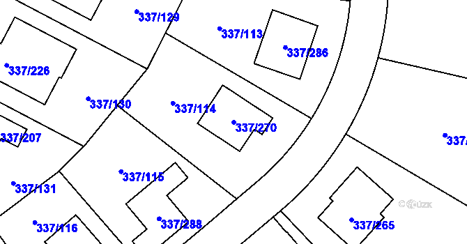 Parcela st. 337/270 v KÚ Levín u Berouna, Katastrální mapa