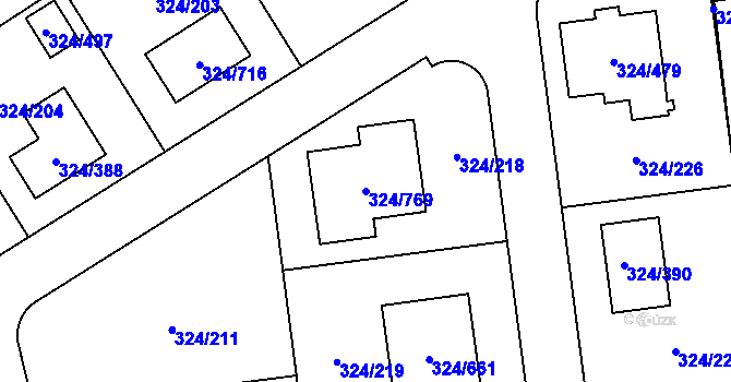 Parcela st. 324/769 v KÚ Levín u Berouna, Katastrální mapa
