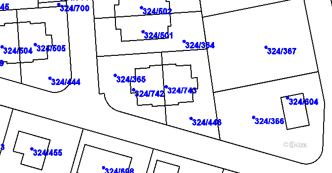 Parcela st. 324/743 v KÚ Levín u Berouna, Katastrální mapa
