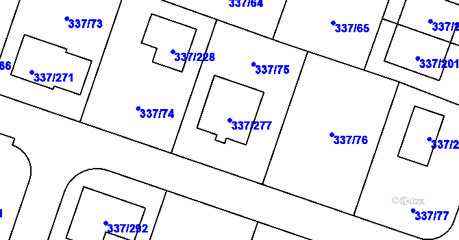 Parcela st. 337/277 v KÚ Levín u Berouna, Katastrální mapa