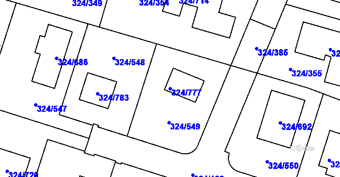 Parcela st. 324/777 v KÚ Levín u Berouna, Katastrální mapa