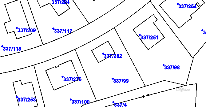 Parcela st. 337/282 v KÚ Levín u Berouna, Katastrální mapa