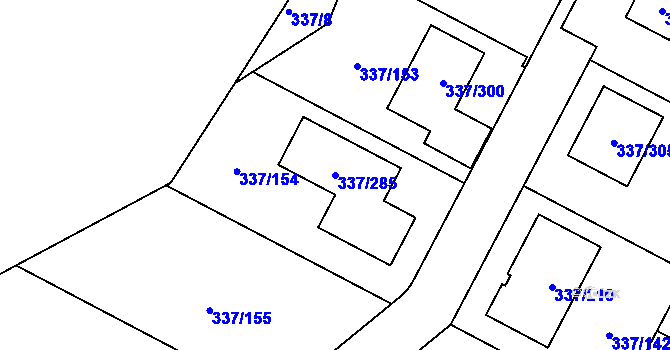 Parcela st. 337/285 v KÚ Levín u Berouna, Katastrální mapa