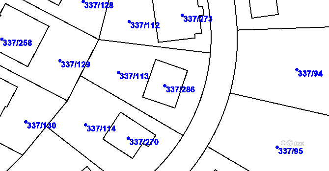 Parcela st. 337/286 v KÚ Levín u Berouna, Katastrální mapa