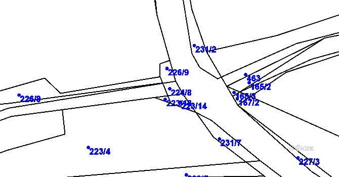 Parcela st. 224/8 v KÚ Levín u Berouna, Katastrální mapa