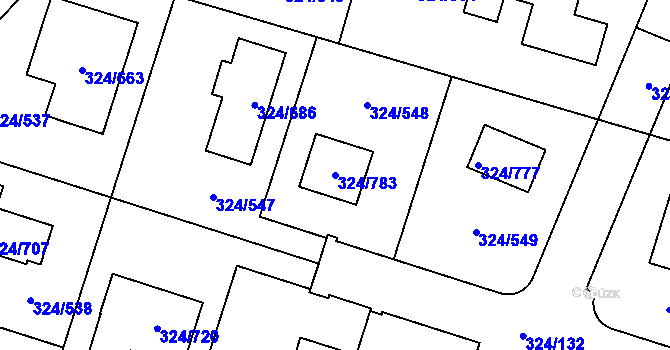 Parcela st. 324/783 v KÚ Levín u Berouna, Katastrální mapa