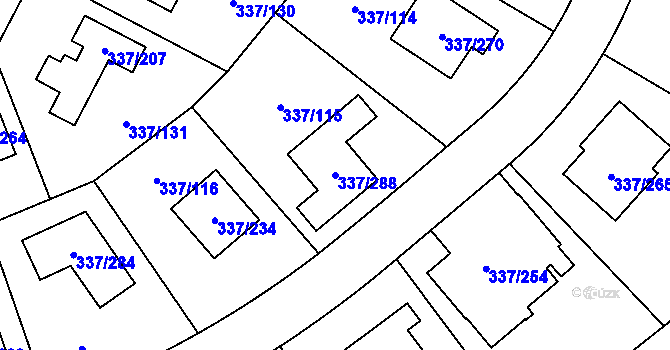 Parcela st. 337/288 v KÚ Levín u Berouna, Katastrální mapa
