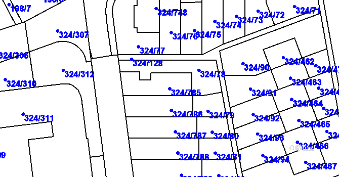 Parcela st. 324/785 v KÚ Levín u Berouna, Katastrální mapa