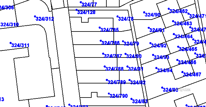 Parcela st. 324/787 v KÚ Levín u Berouna, Katastrální mapa