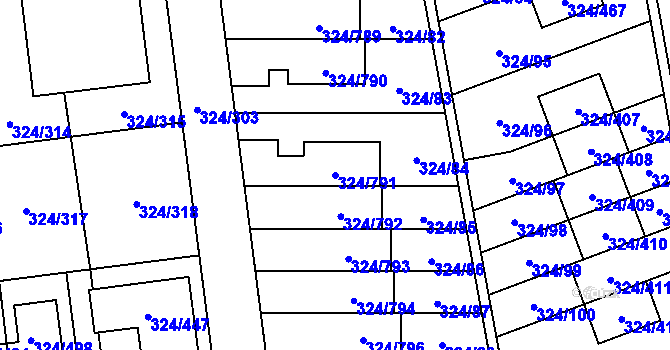 Parcela st. 324/791 v KÚ Levín u Berouna, Katastrální mapa